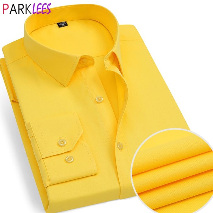 Men yellow dress shirt