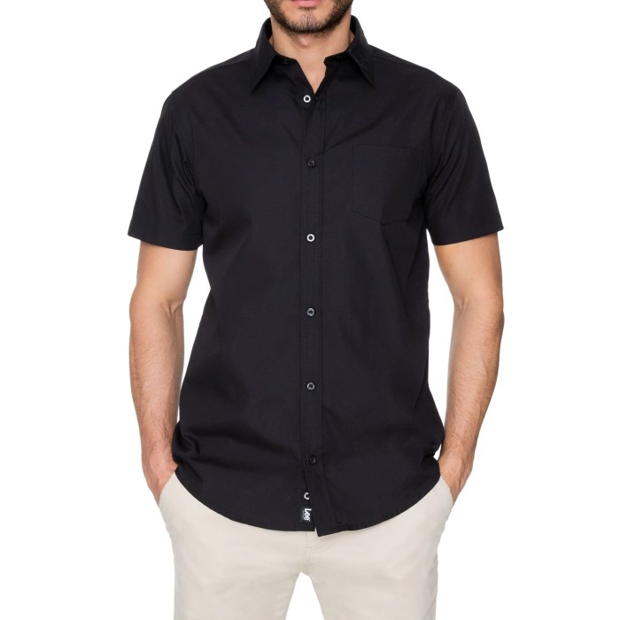 Mens short sleeve dress shirt black